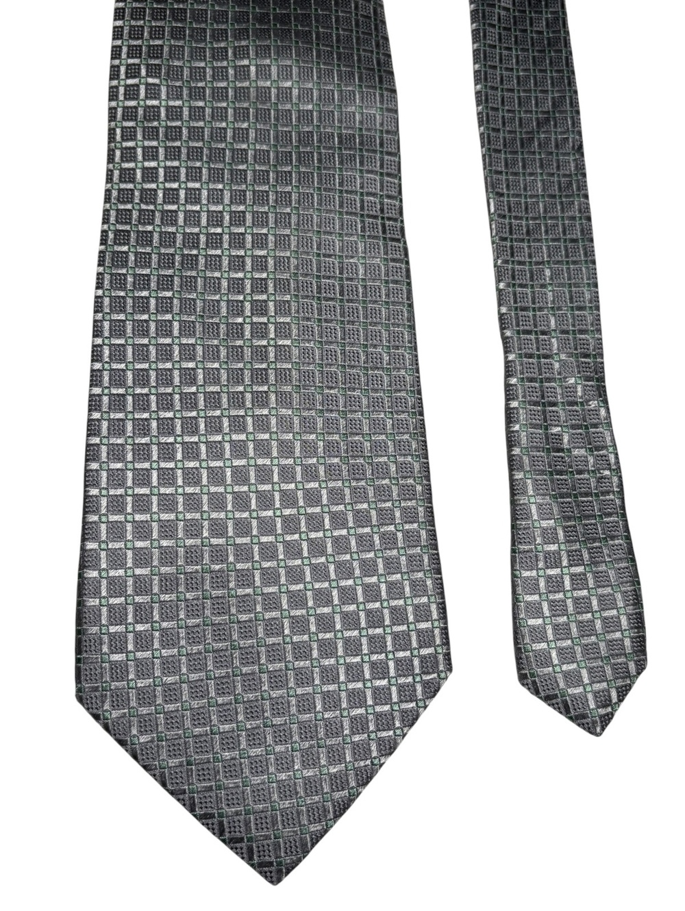 Donald J. Trump Signature Collection Silk Gray Green Geometric Jacquard Tie